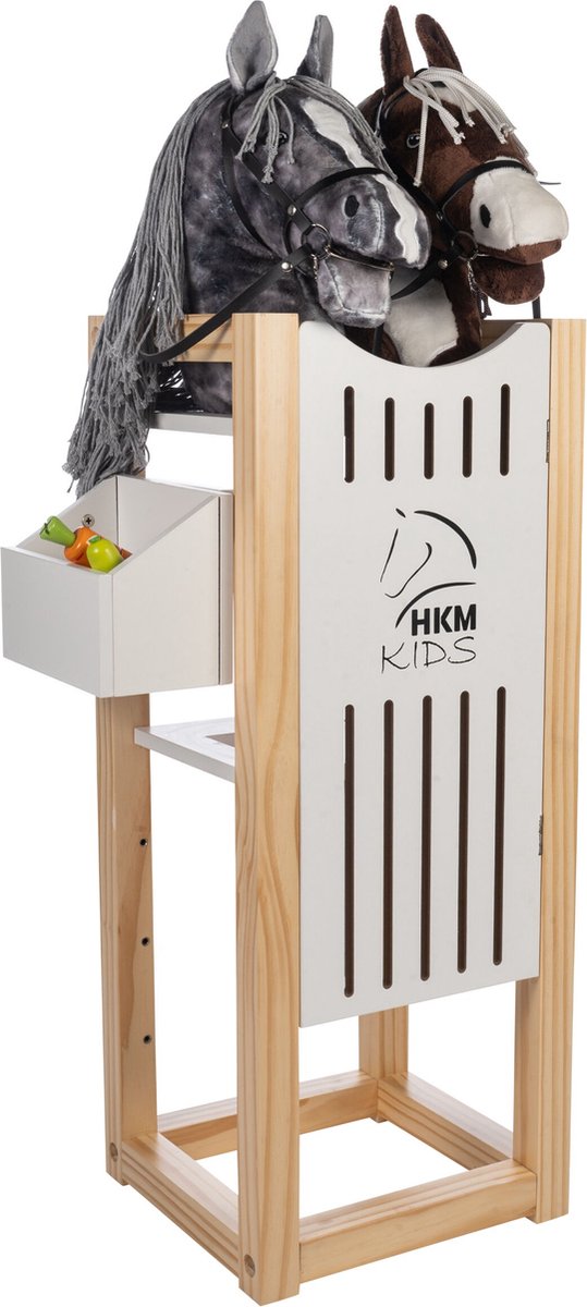 HKM - Stal voor 2 stokpaardjes - wit/naturel