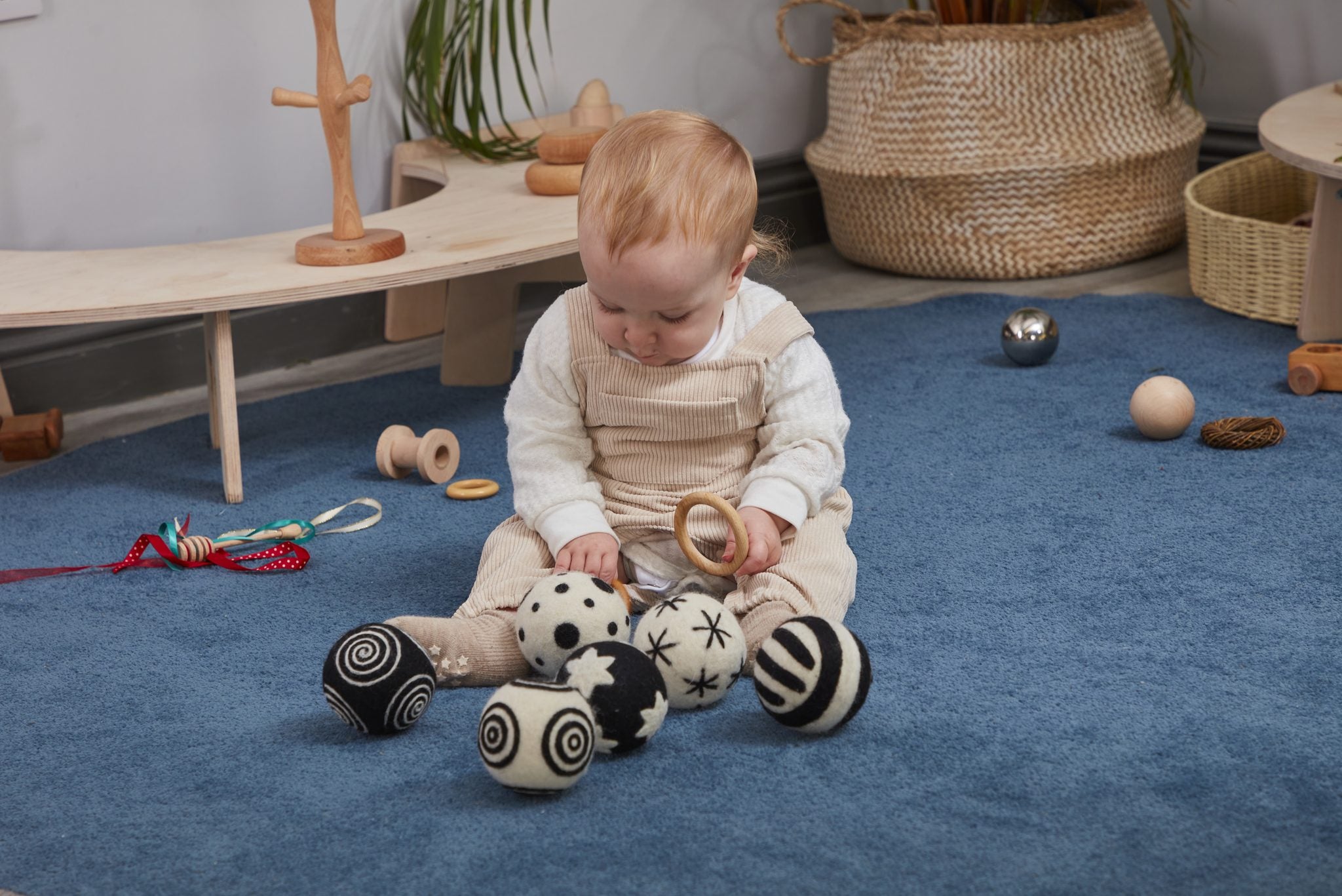Cosy - Baby Patroonballen Zwart/Wit (6 stuks)