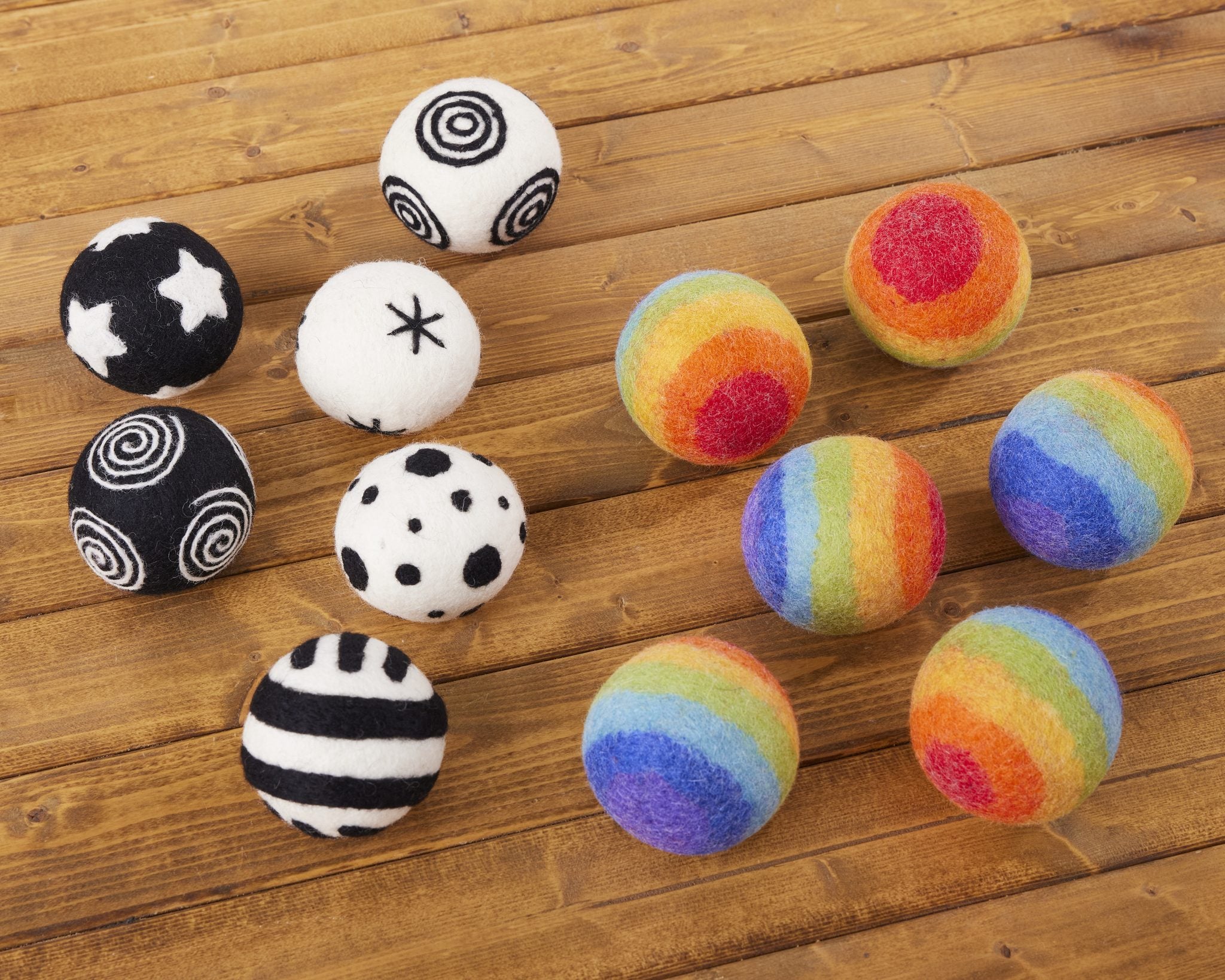 Cosy - Baby Patroonballen Zwart/Wit (6 stuks)