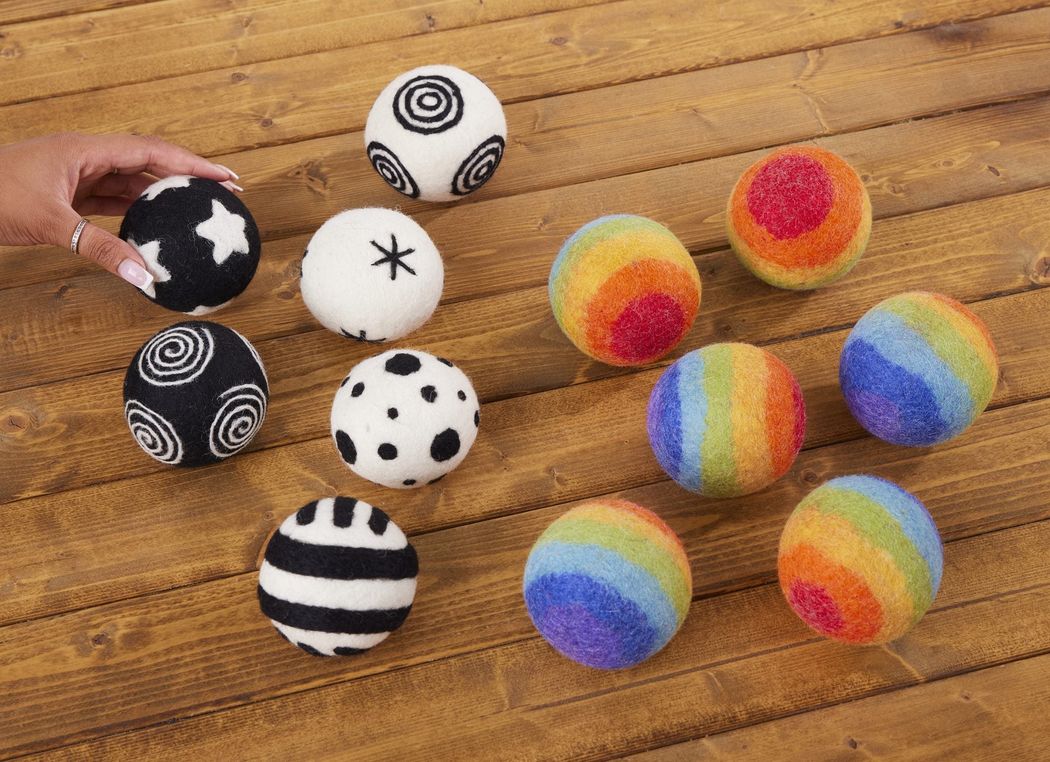 Cosy - Baby Patroonballen Zwart/Wit (6 stuks)