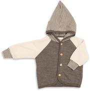 Engel Natur - Wol Baby Capuchonvest met Houten Knopen - Walnoot Mélange