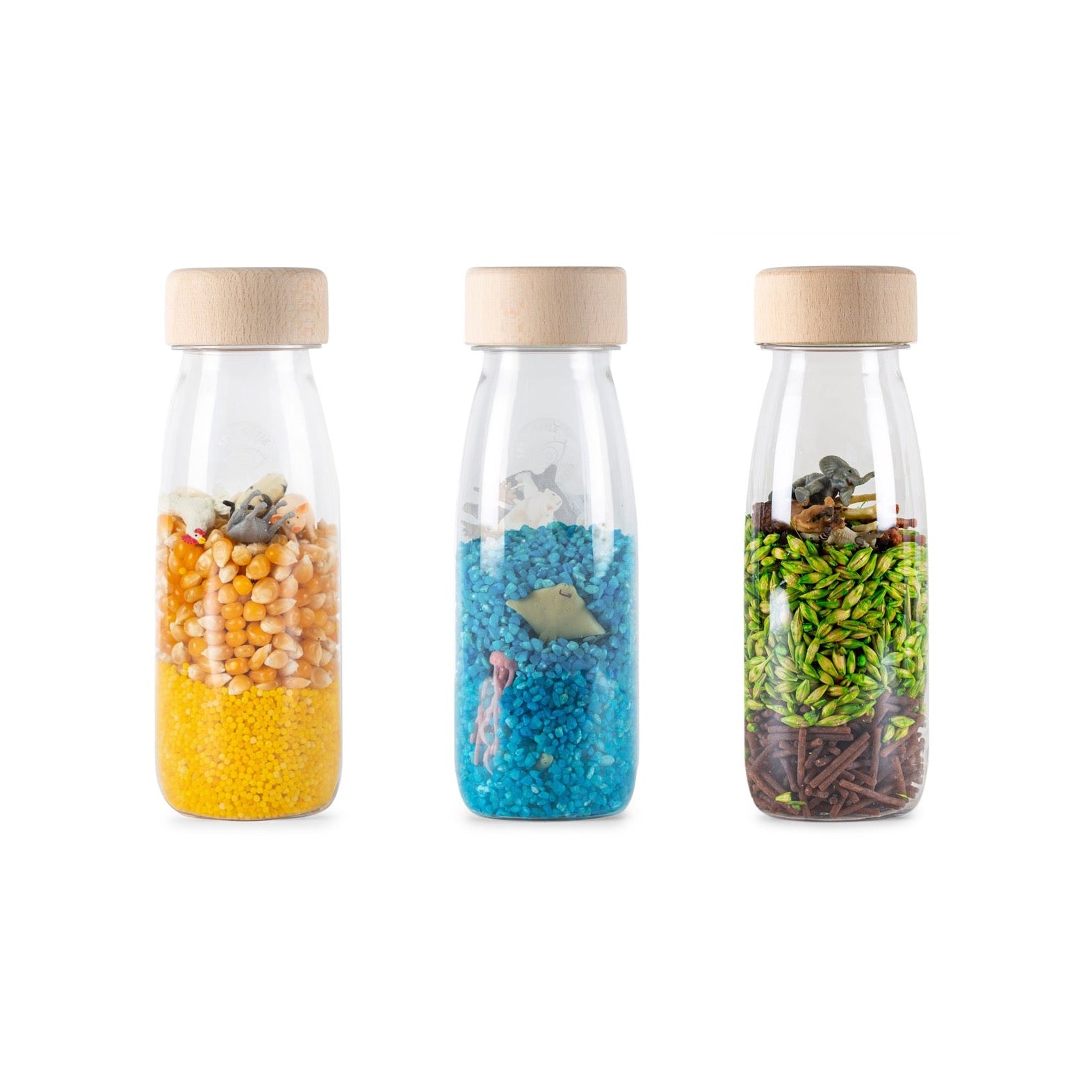 Pack de 3 bouteilles sensorielles - Spy Ferme + Sound coccinelle + vert Float Pack de 3 bouteilles sensorielles - Spy Ferme + Sound coccinelle + vert Float