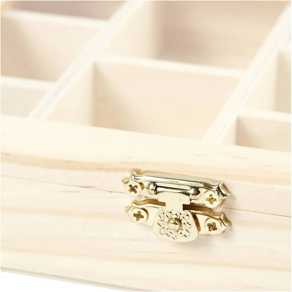 Houten sorteerbakje (10 vakken) met doorzichtige deksel