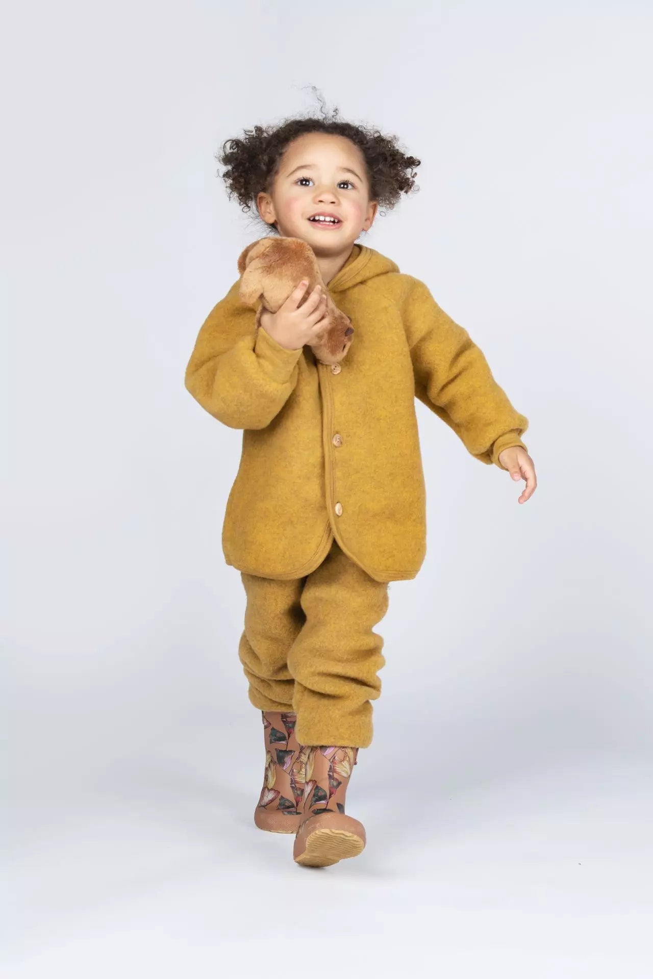Engel Natur 100% wol-fleece vestje-jasje - Saffraan maat 50-116