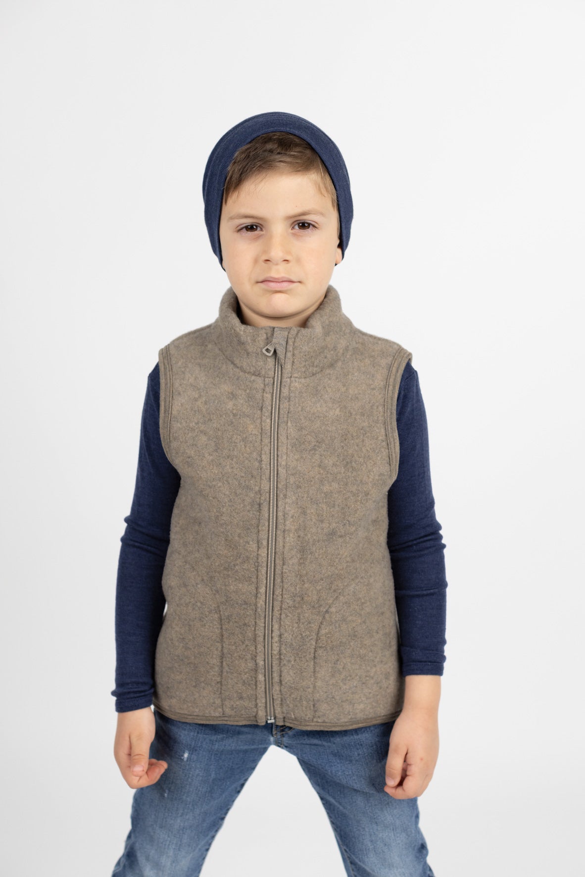 Engel Natur - Wol Kinder Bodywarmer - Walnoot Mélange