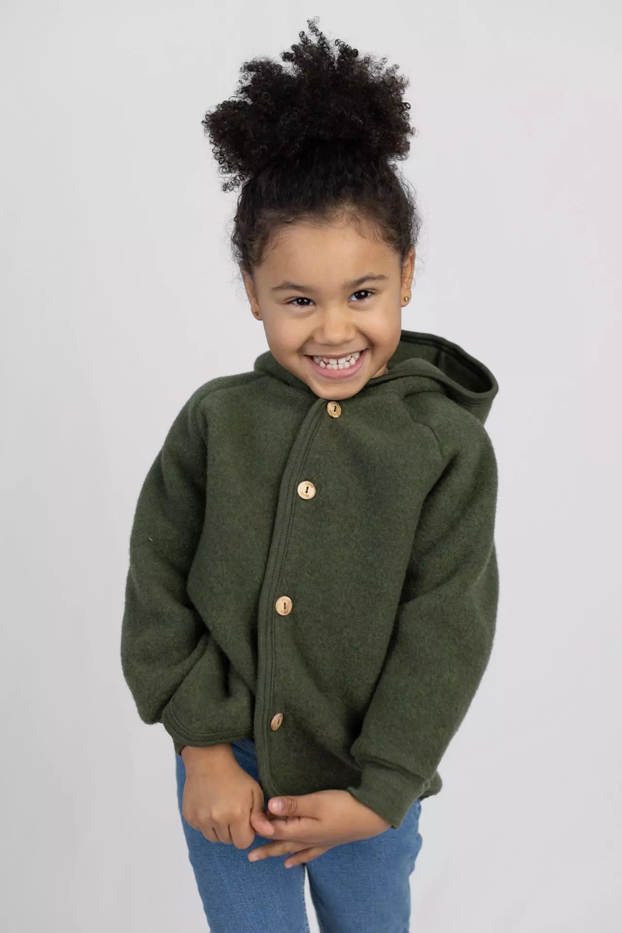 Engel Natur - 100% wol-fleece vestje-jasje - Bosgroen (Riet) maat 50-116