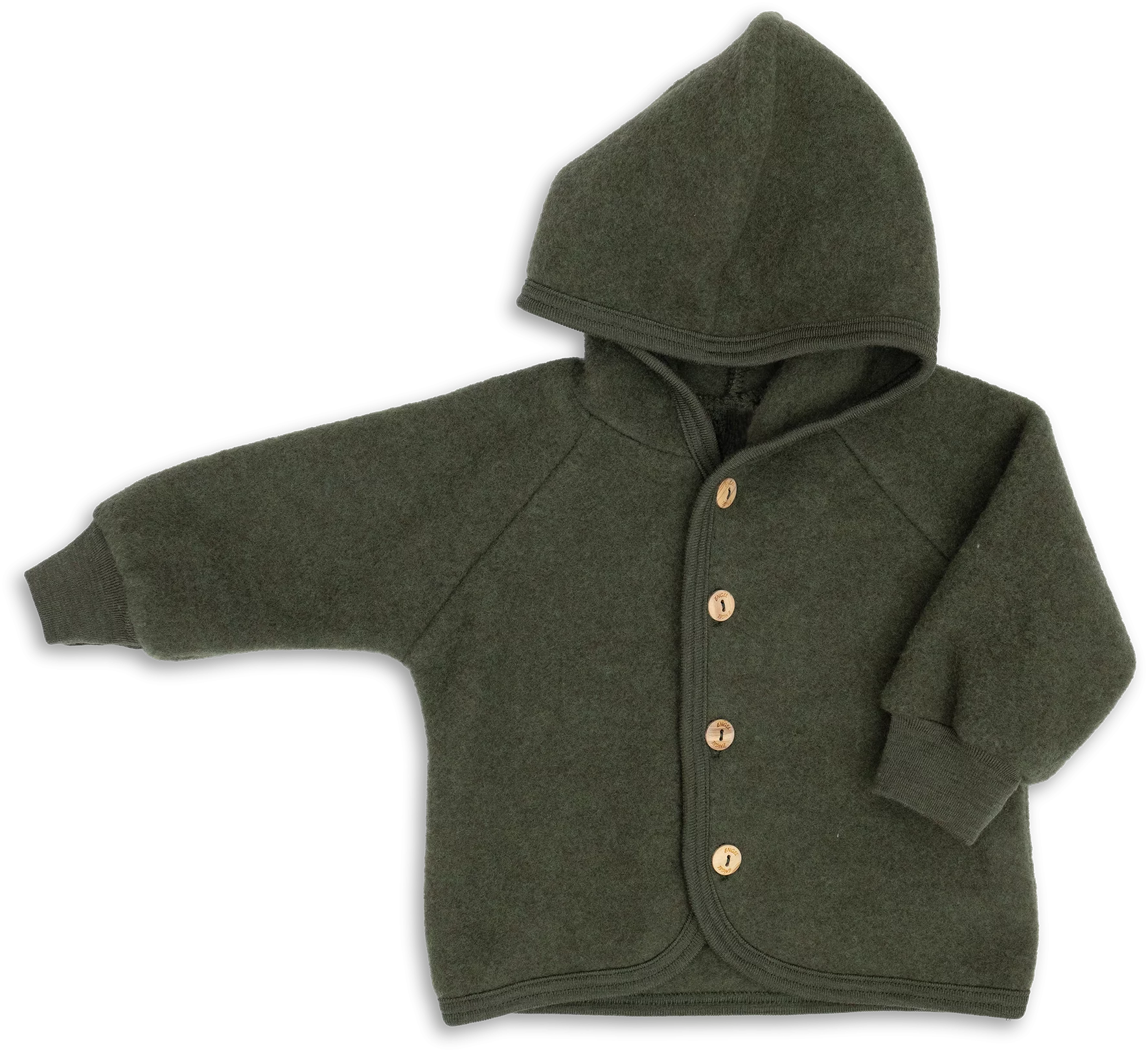 Engel Natur - 100% wol-fleece vestje-jasje - Bosgroen (Riet) maat 50-116
