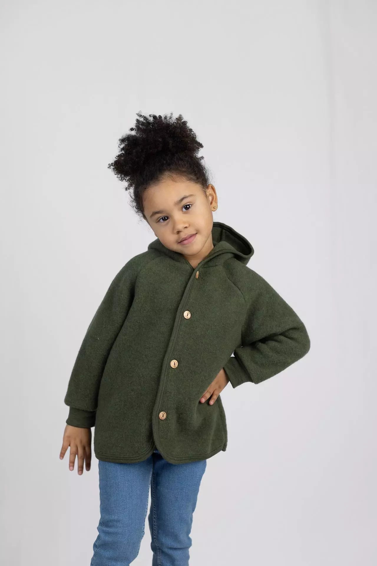 Engel Natur - 100% wol-fleece vestje-jasje - Bosgroen (Riet) maat 50-116