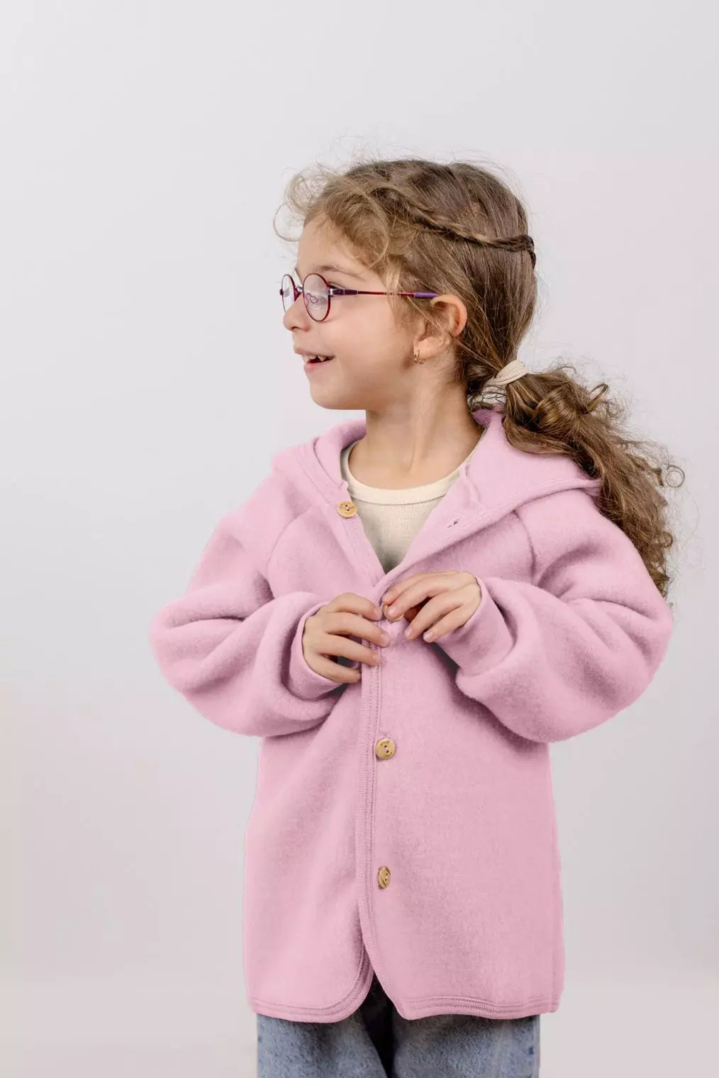 Engel Natur 100% wol-fleece vestje-jasje - Rosewood maat 50-116