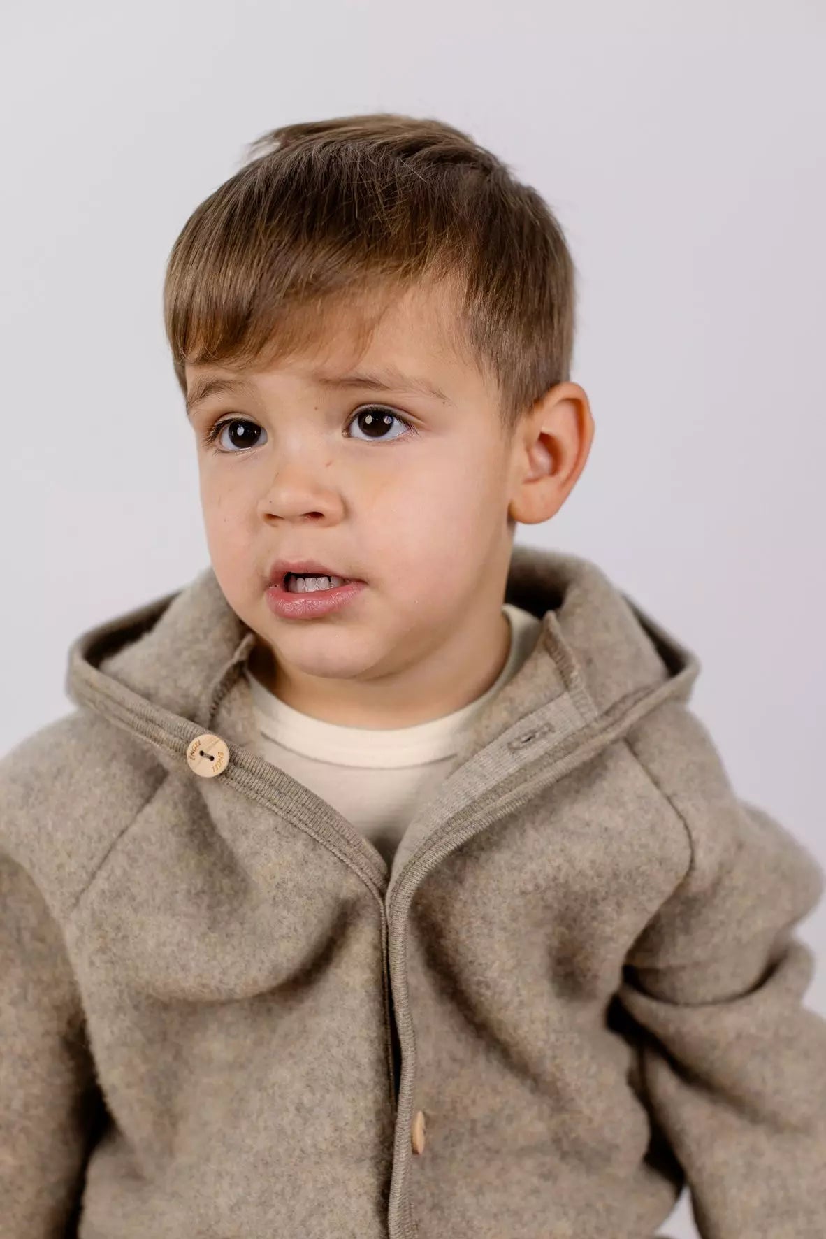 Engel Natur 100% wol-fleece vestje-jasje - Walnoot maat 50-116