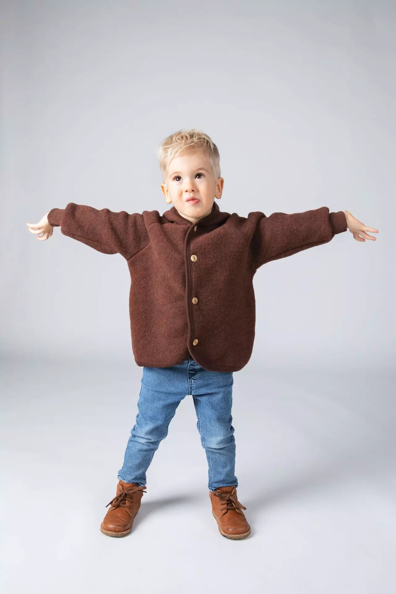 Engel Natur 100% wol-fleece vestje-jasje - Kaneel maat 50-116