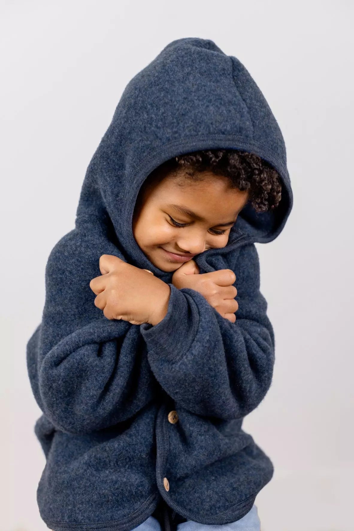 Engel Natur 100% wol-fleece vestje-jasje - Blauw maat 50-116