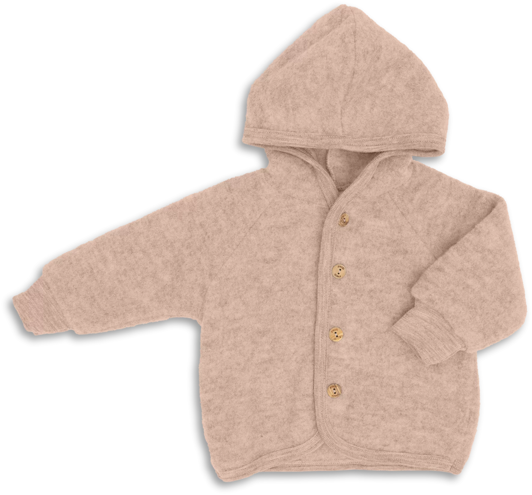 Engel Natur - Wolfleece jasje-vestje met capuchon - Sand mélange - maat 50-116