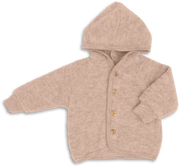 Engel Natur - Wolfleece jasje-vestje met capuchon - Sand mélange - maat 50-116