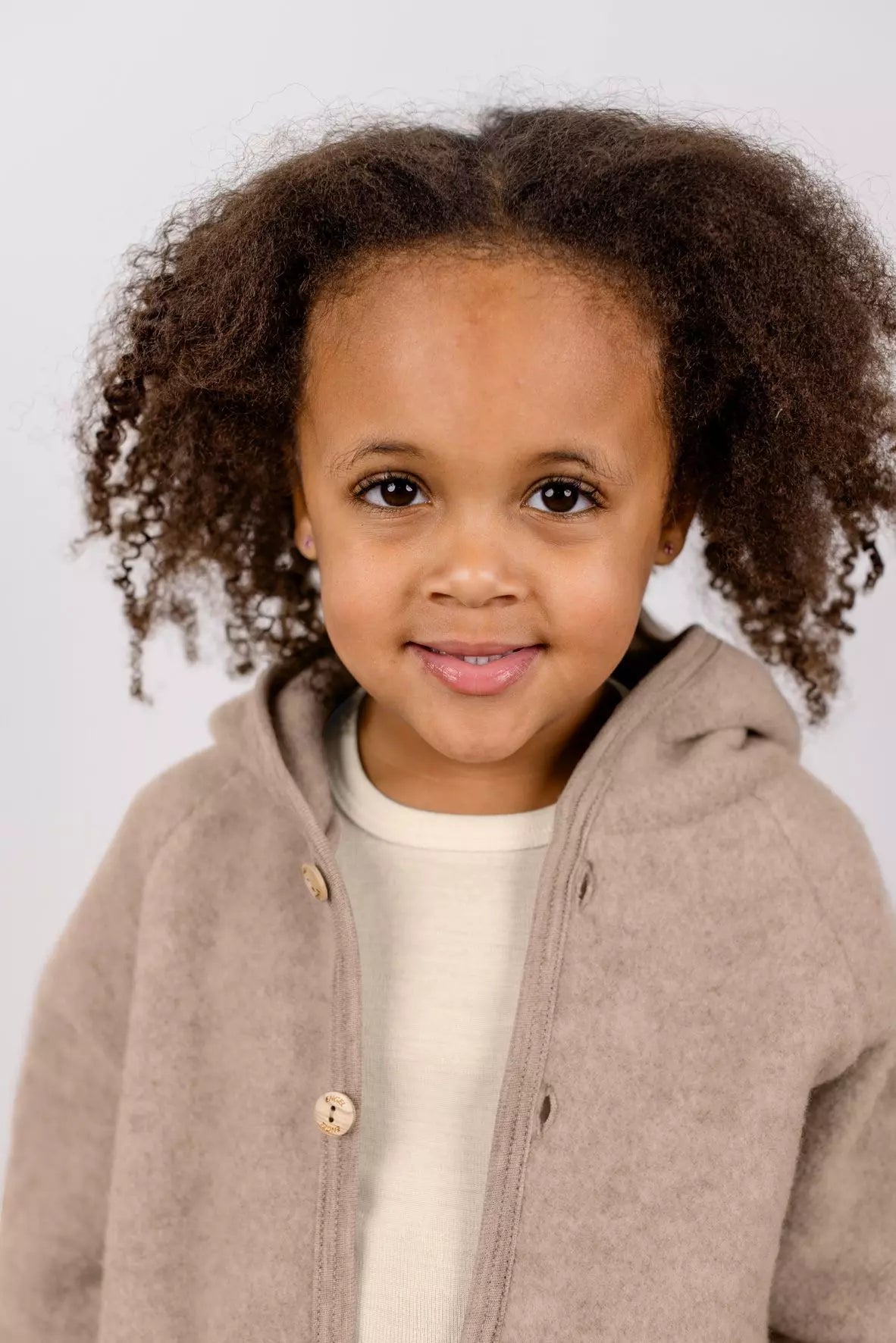 Engel Natur - Wolfleece jasje-vestje met capuchon - Sand mélange - maat 50-116