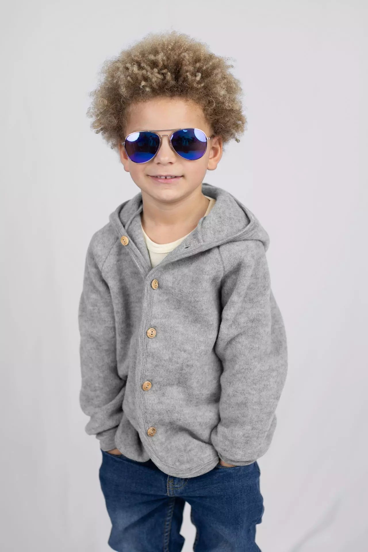 Engel Natur 100% wol-fleece vestje-jasje - Licht Grijs maat 50-116