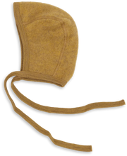 Engel Natur - 100% wol-fleece strikmutsje - Saffraan