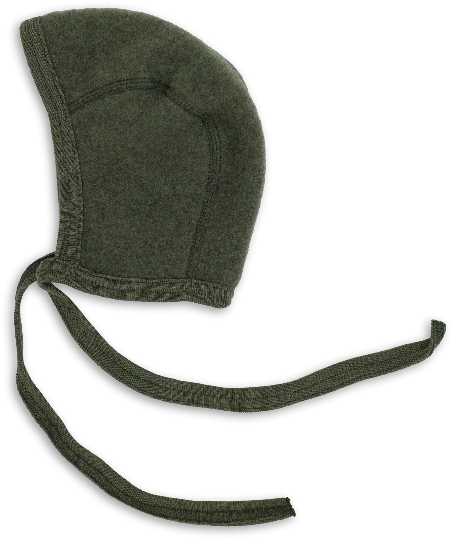 Engel Natur - 100% wol-fleece strikmutsje - Riet groen