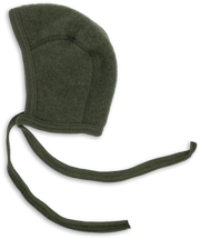 Engel Natur - 100% wol-fleece strikmutsje - Riet groen