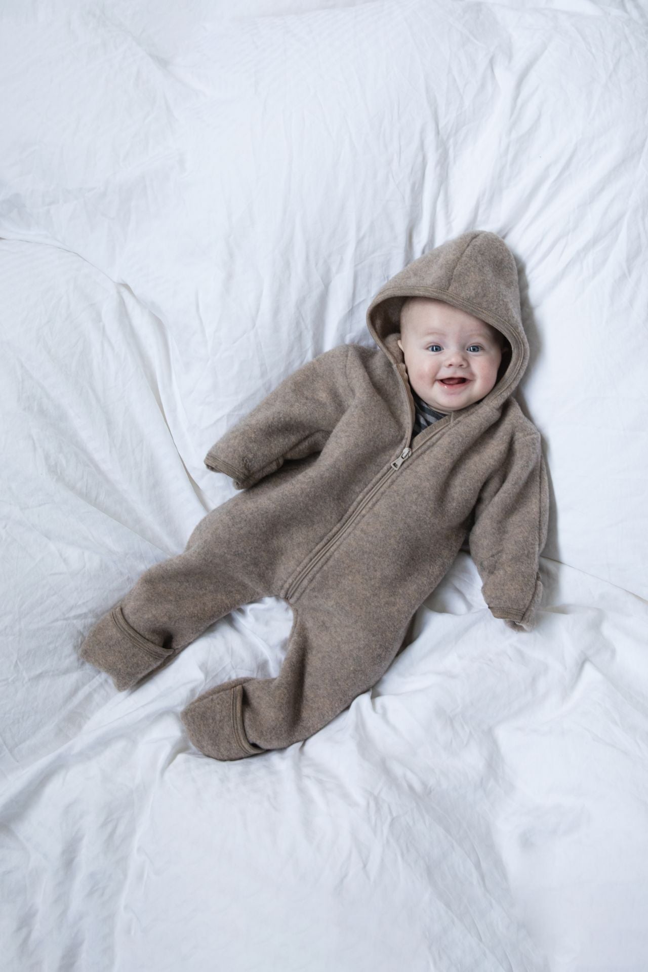 Engel Natur - Bio merino wol onesie met rits - Walnoot