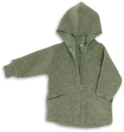 Engel Natur - Wol Baby Capuchonvest met Rits - Saliegroen Mélange
