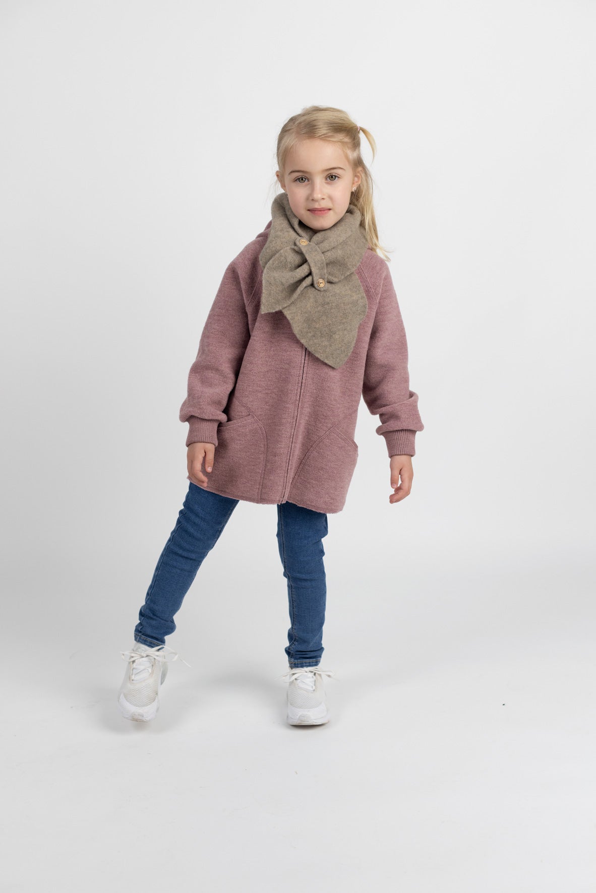 Engel Natur - Wol Baby Capuchonvest met Rits - Roze Mélange
