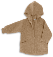 Engel Natur - Wol Baby Capuchonvest met Rits - Amandel Mélange