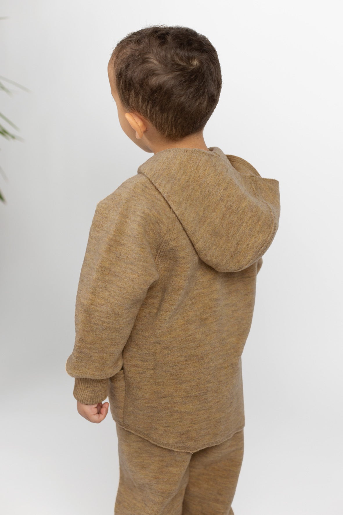 Engel Natur - Wol Baby Capuchonvest met Rits - Amandel Mélange