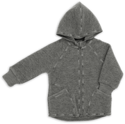 Engel Natur - Wol Baby Capuchonvest met Rits - Lavagrijs Mélange