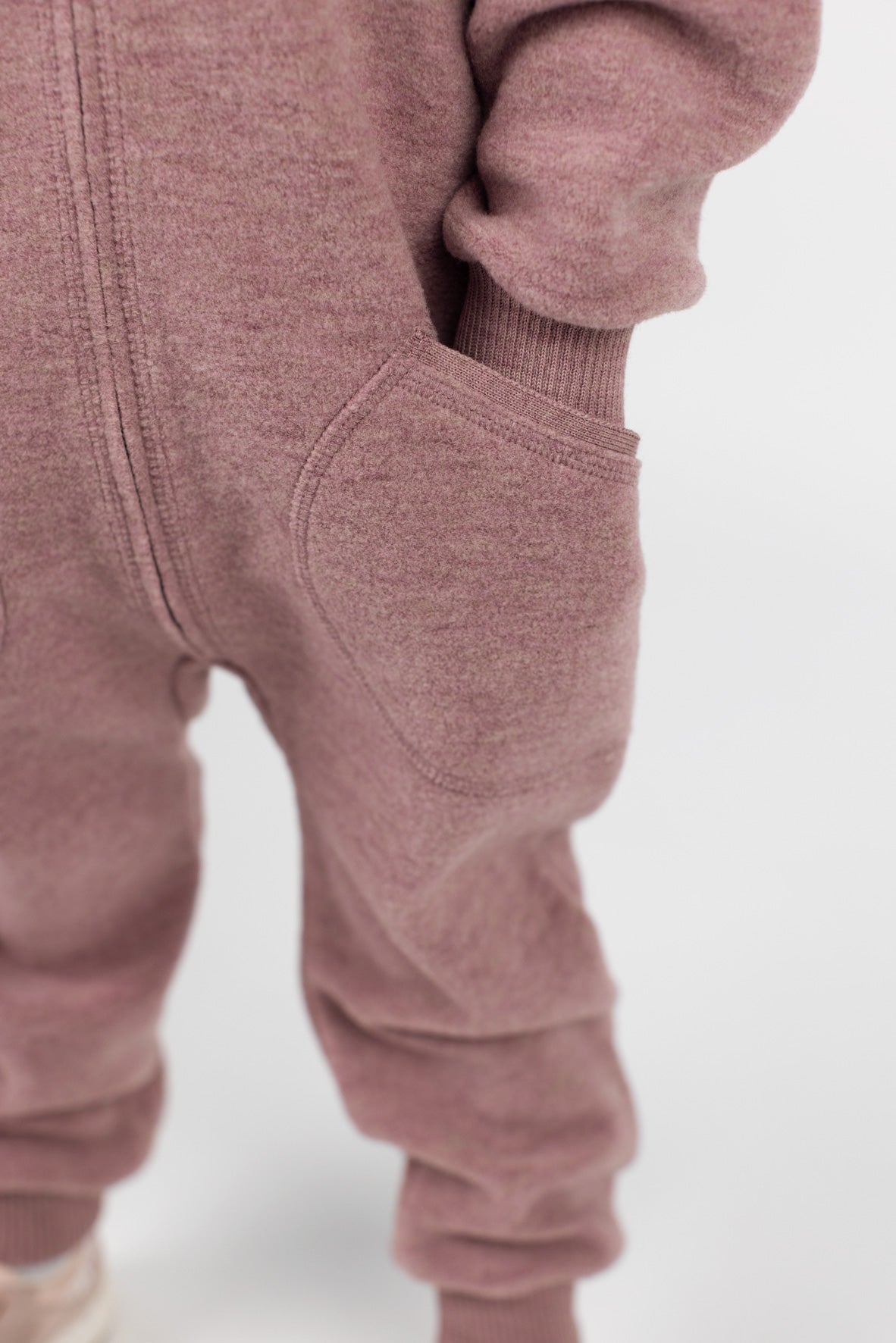 Engel Natur - Wol Baby Capuchon-overall met Rits - Roze Mélange