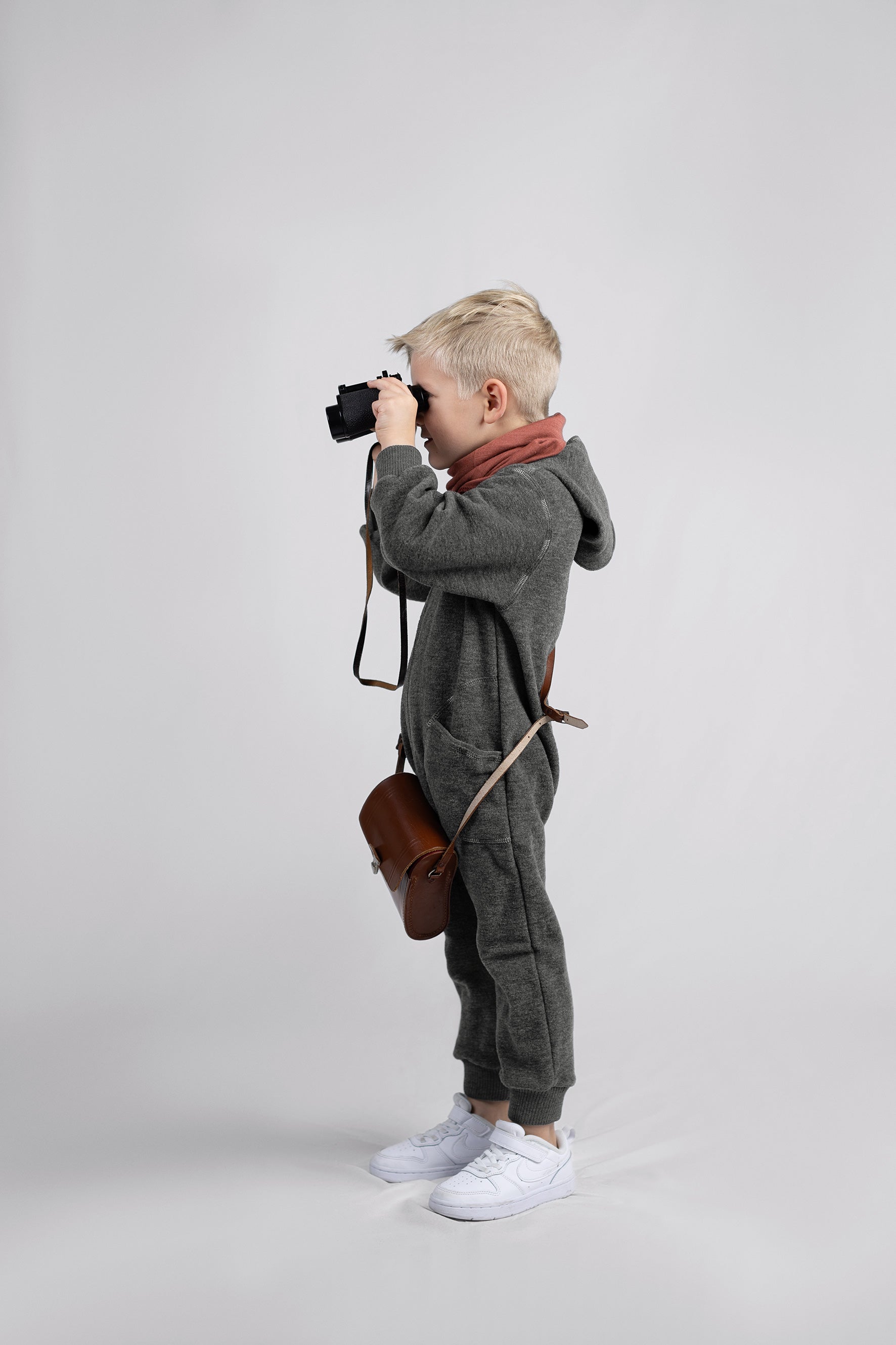 Engel Natur - Wol Baby Capuchon-overall met Rits - Lavagrijs Mélange