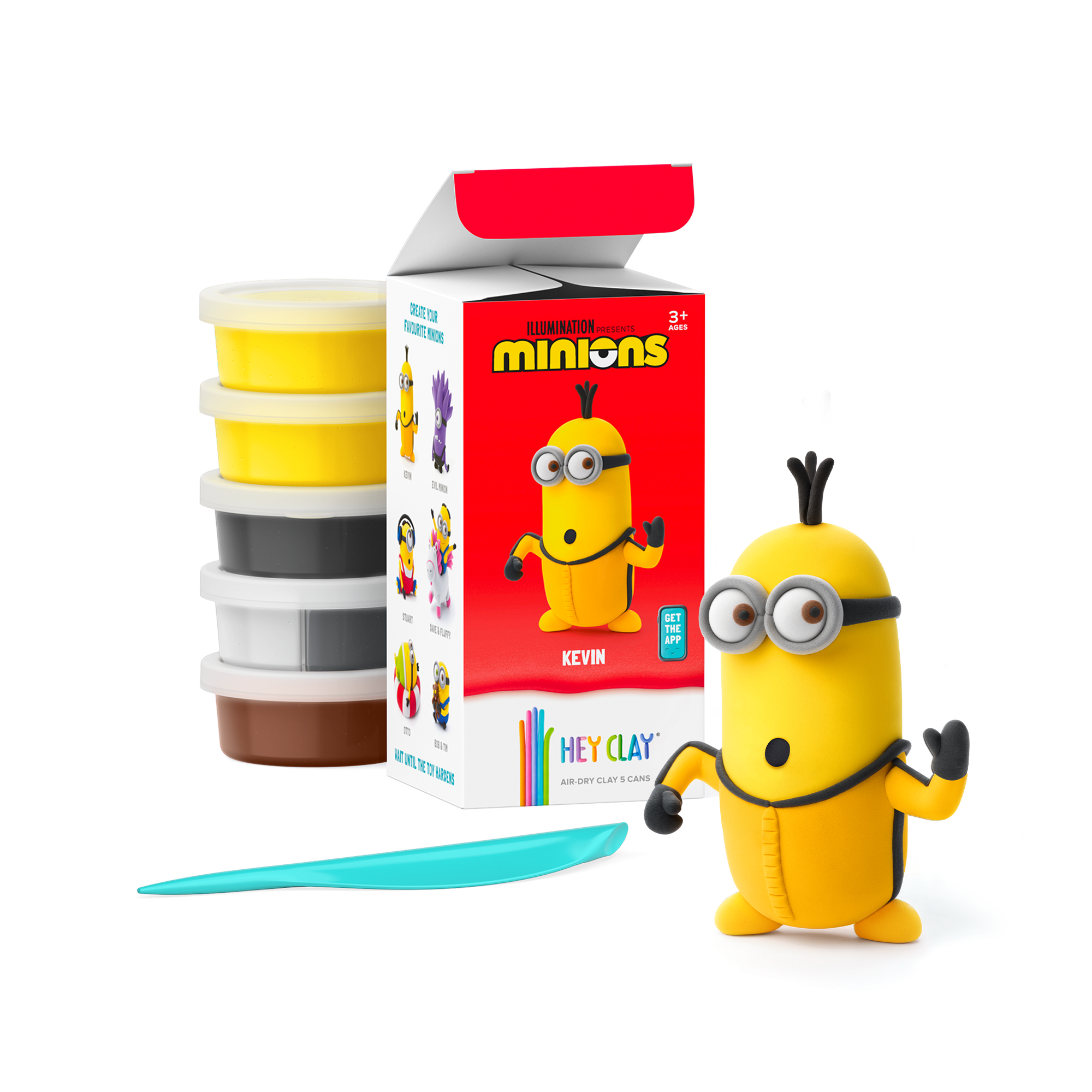 Hey Clay - Minions Kevin (5 potjes) - Limited Edition interactieve boetseerkleiset