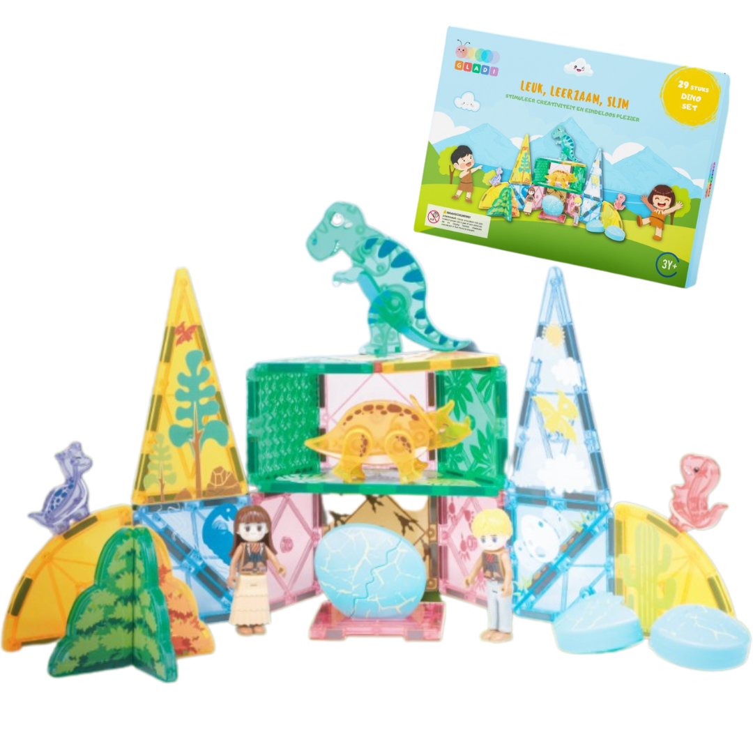 Gladi Tiles Dino Set 29 stuks verpakking