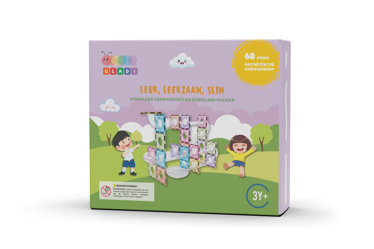 Gladi Tiles knikkerbaan Pastel 60 stuks verpakking