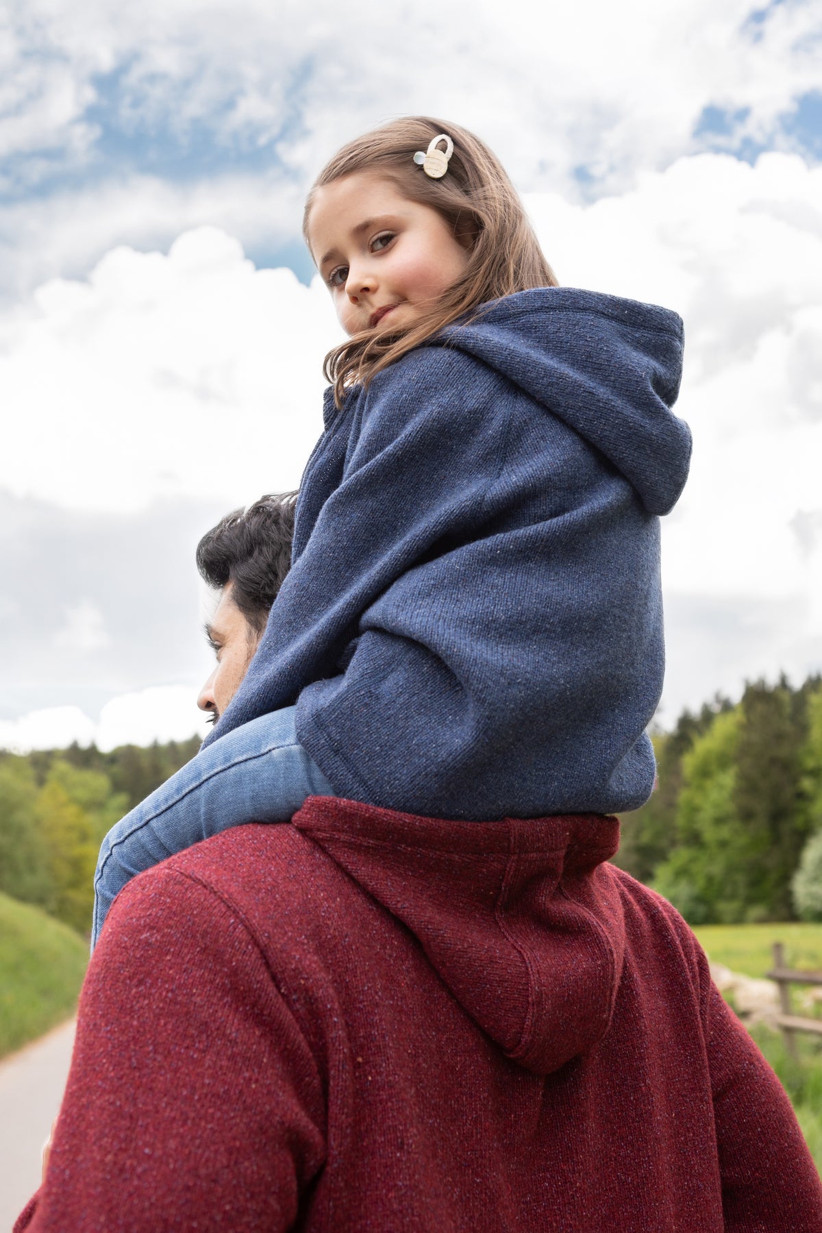 Engel Natur - Wol/Zijde Fleece Kinderjas met Capuchon en Rits - Oceaan