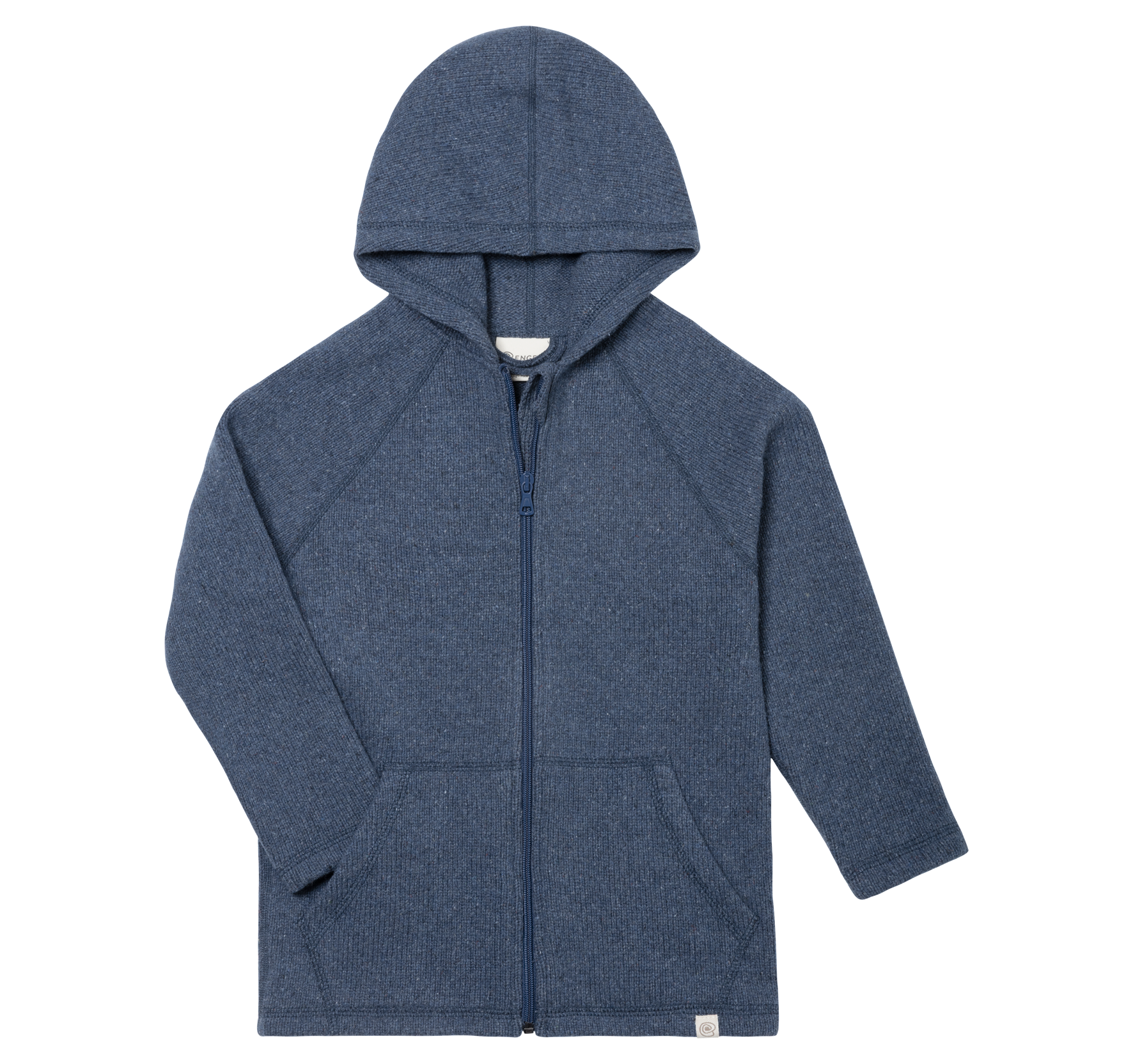Engel Natur - Wol/Zijde Fleece Kinderjas met Capuchon en Rits - Oceaan