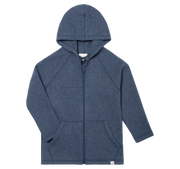 Engel Natur - Wol/Zijde Fleece Kinderjas met Capuchon en Rits - Oceaan