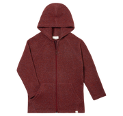 Engel Natur - Wol/Zijde Fleece Kinderjas met Capuchon en Rits - Sunset Red