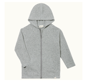 Engel Natur - Wol/Zijde Fleece Kinderjas met Capuchon en Rits - Pebble