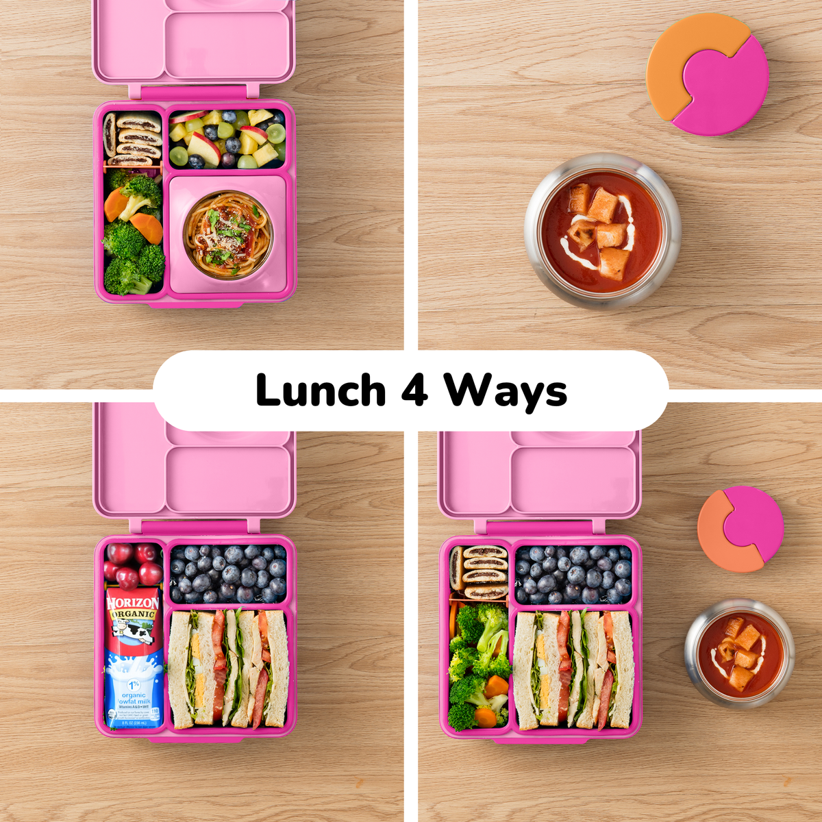 OmieBox Pixie Pink op vier manieren gevuld