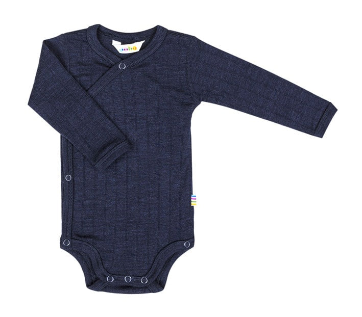 Joha - Wol/Zijde Wikkel romper - Marineblauw