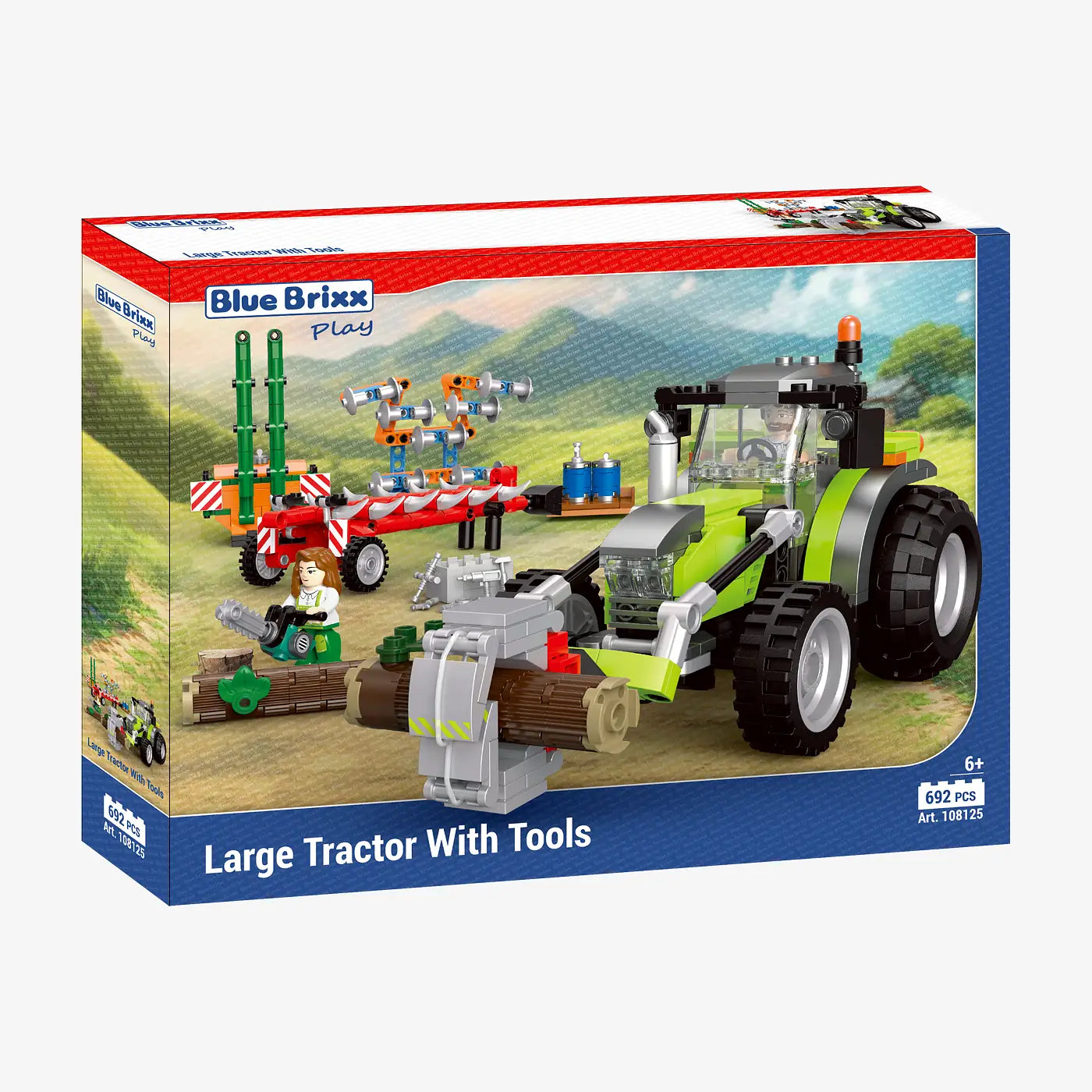 BlueBrixx - Grote Tractor met gereedschap (692 bouwstenen) 6+ jaar - bouwset