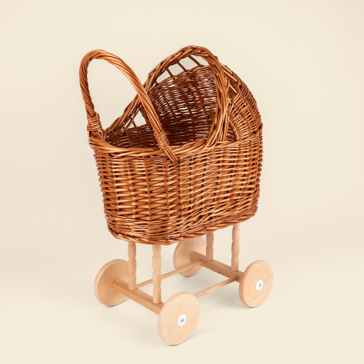 Egmont Toys - Rieten poppenwagen met gebreid dekentje