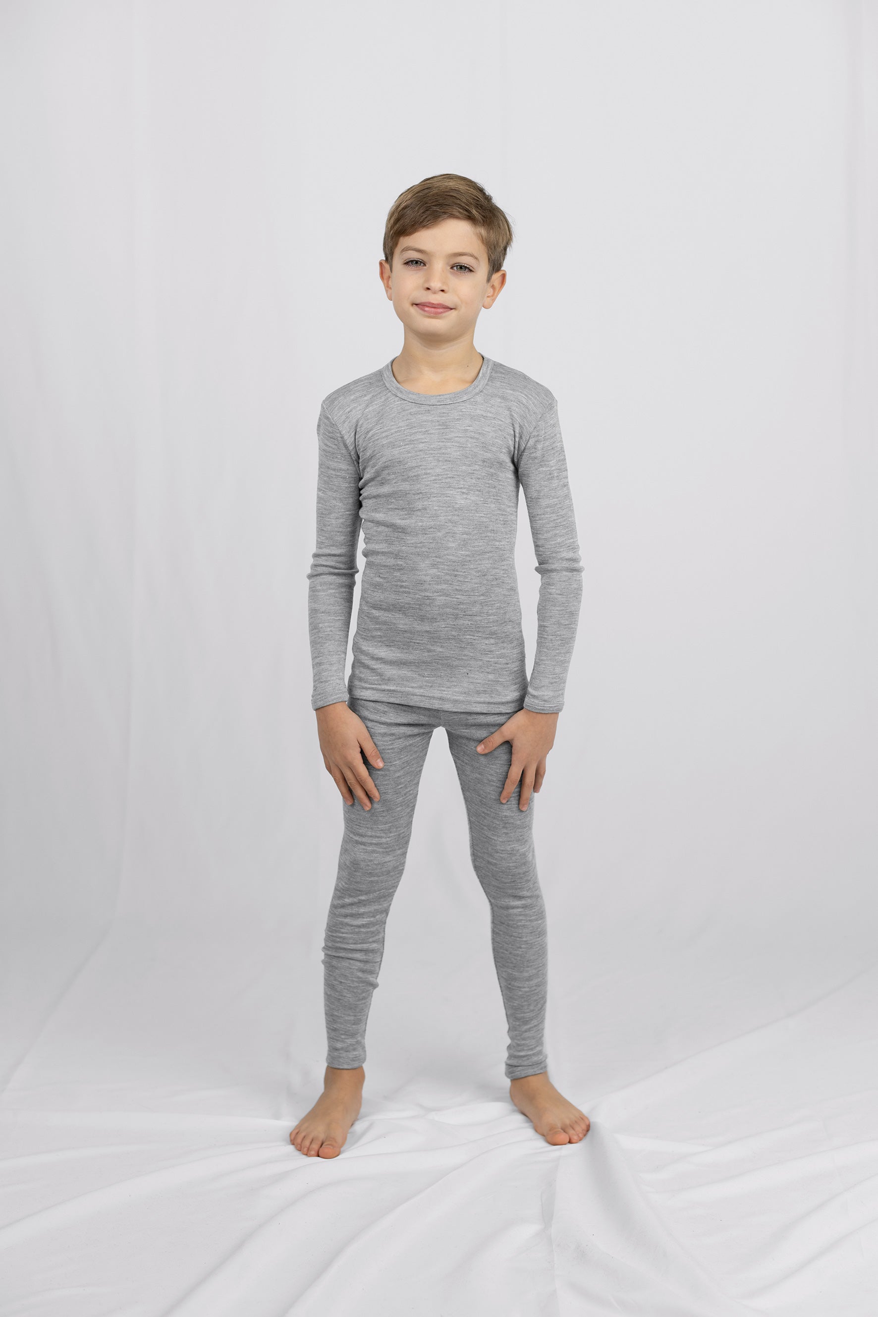 Engel Natur - Wol/Zijde Kinder Legging - Lichtgrijs Mélange