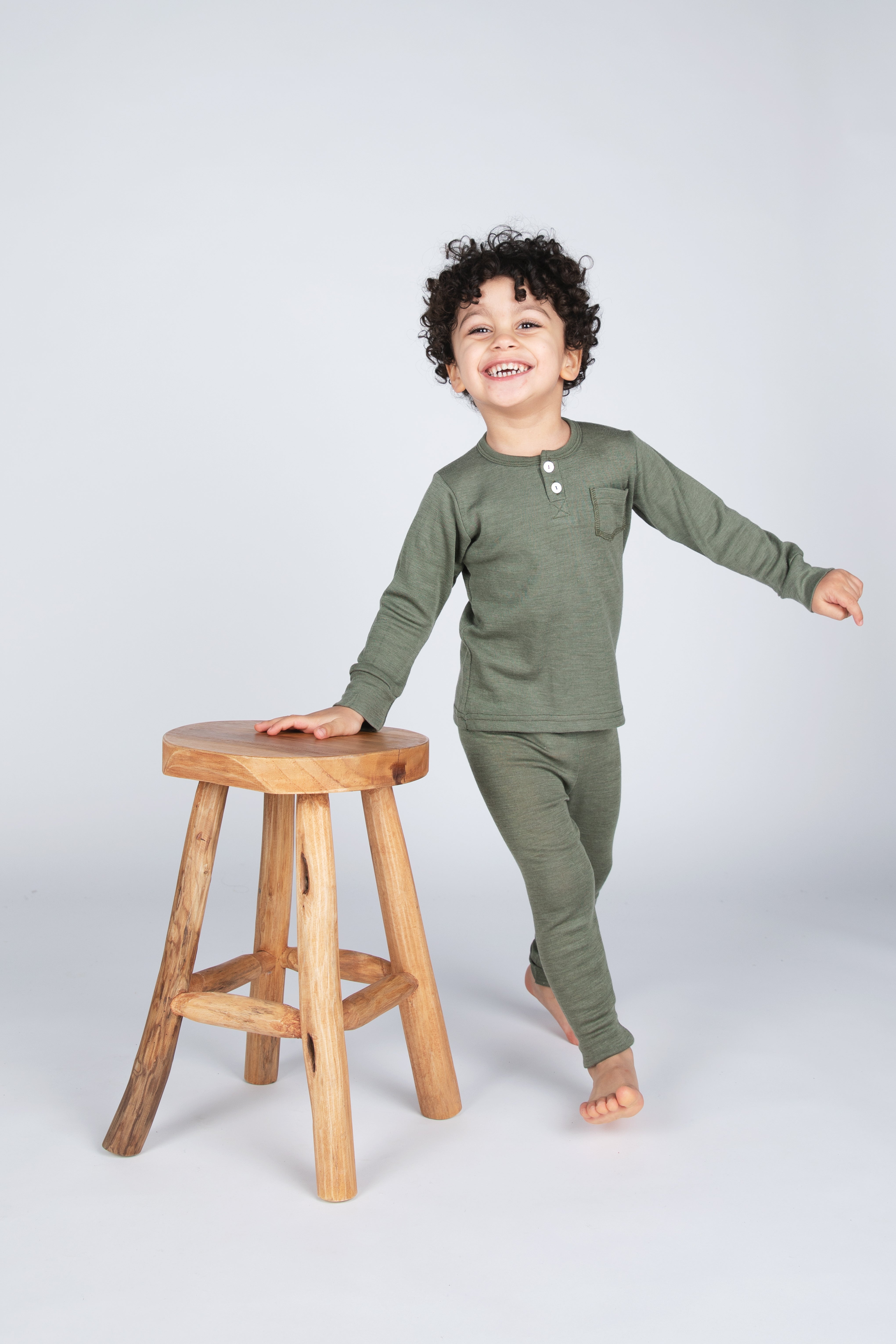 Engel Natur - Wol/Zijde Kinder Legging - Olijf