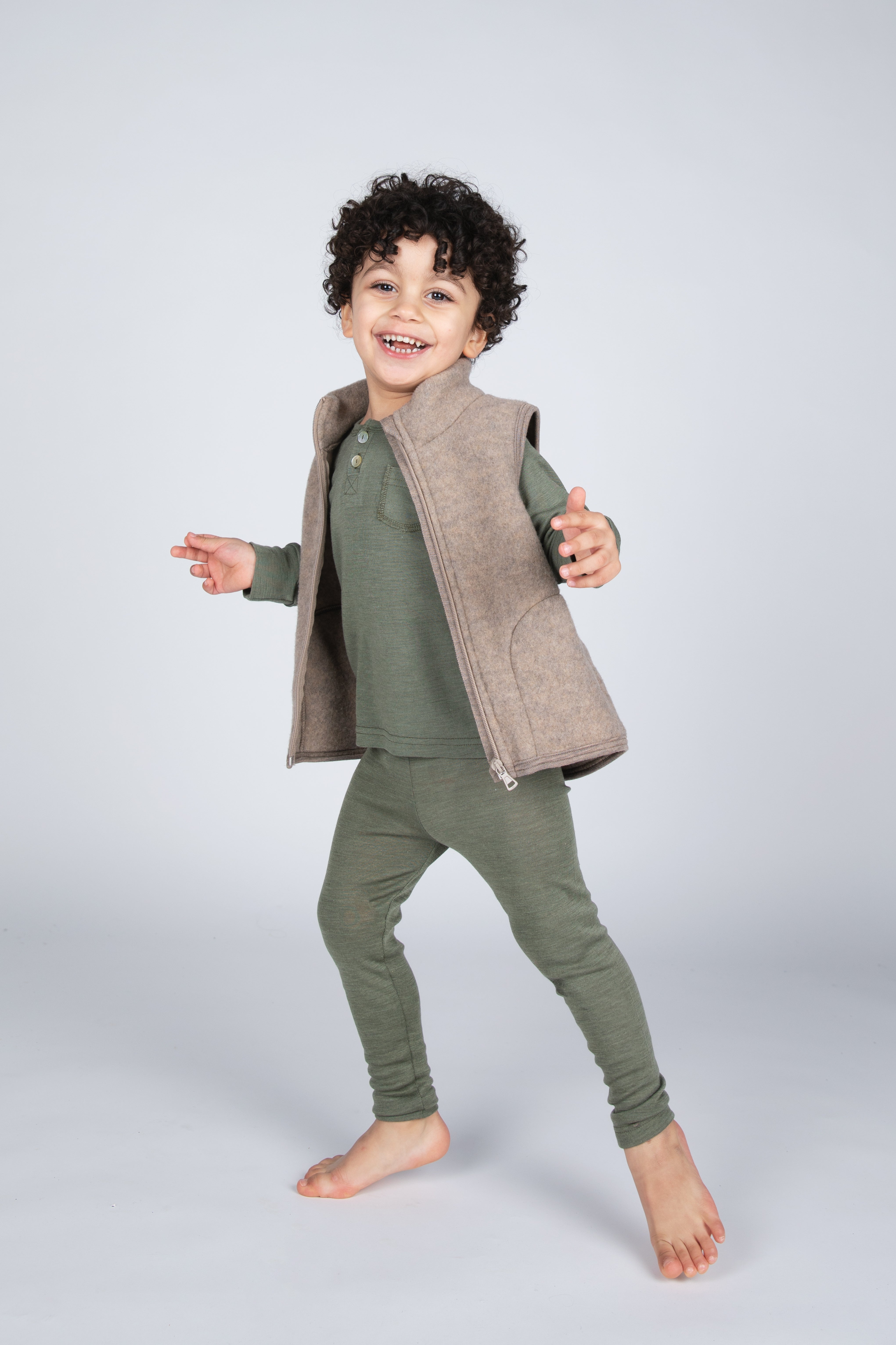 Engel Natur - Wol/Zijde Kinder Legging - Olijf