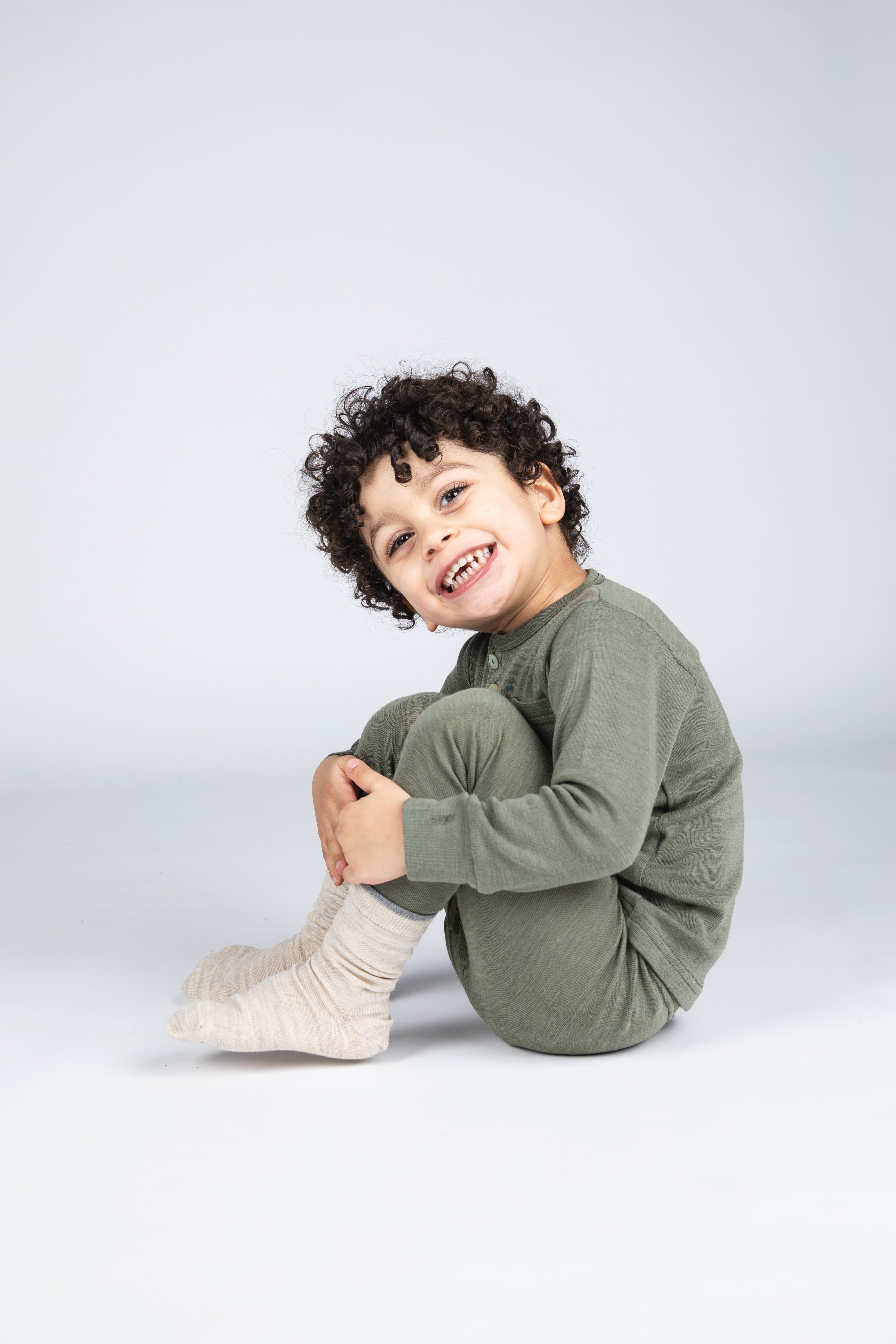 Engel Natur - Wol/Zijde Kinder Legging - Olijf