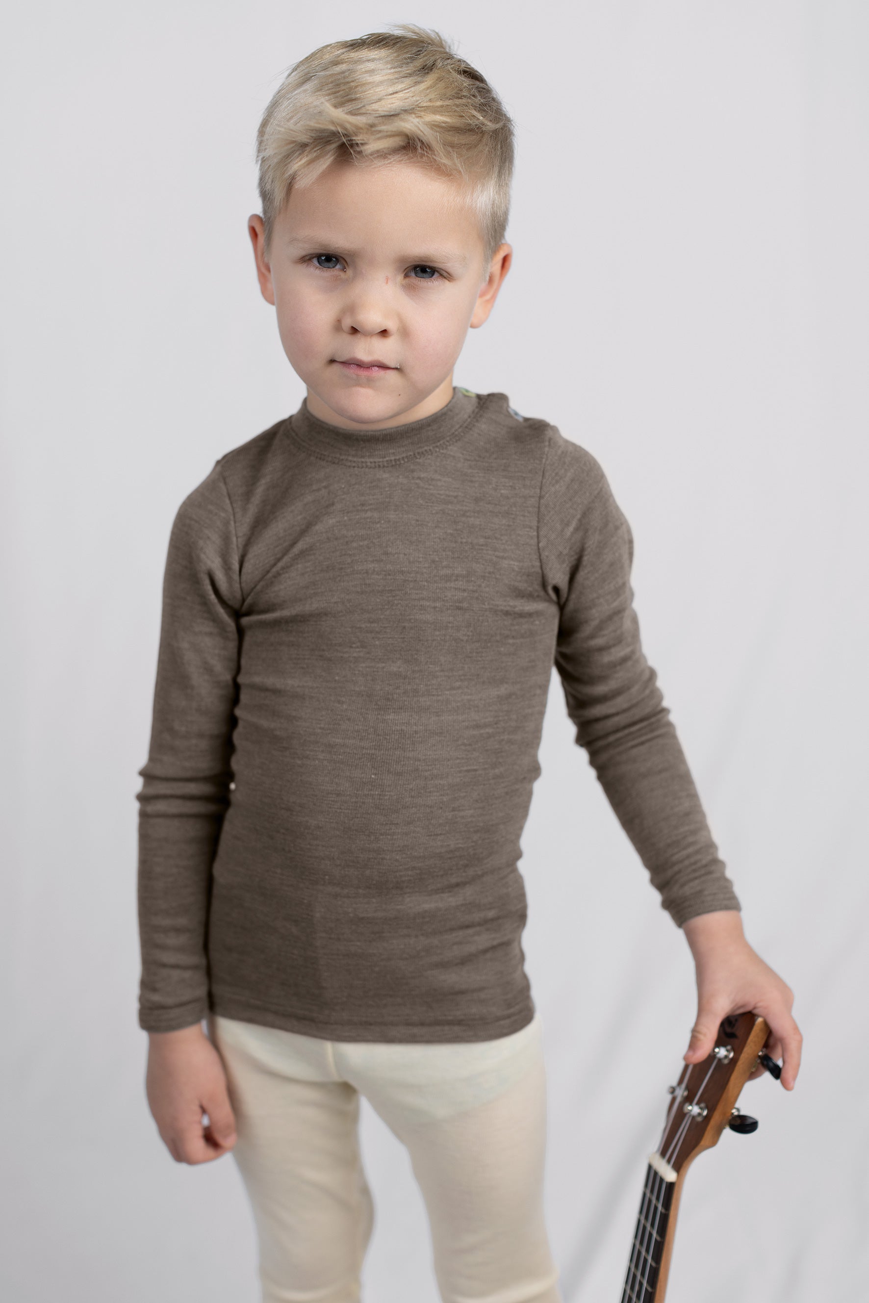 Engel Natur - Wol/Zijde Baby Shirt Lange Mouw - Walnoot