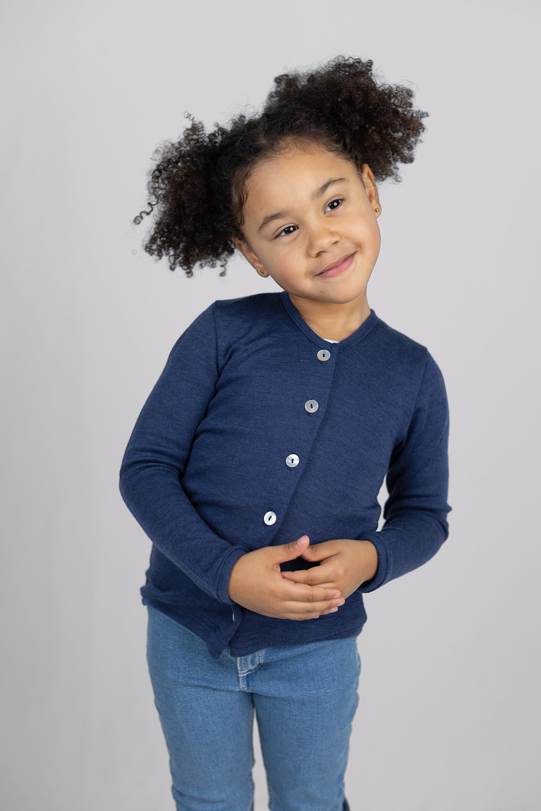 Engel Natur - Wol/Zijde Kinder Vestje - Marine