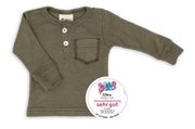 Engel Natur - Wol/Zijde Baby Shirt Lange Mouw met Knopenlijst - Olijf